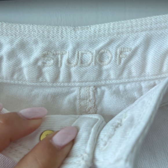 Studio F Jeans Distressed Denim Shorts – Red & Light Pink (Size 8) - Picture 3 of 12